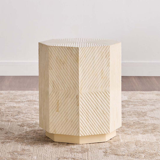 Ado Side Table Bone Carved by Arkrn Homes