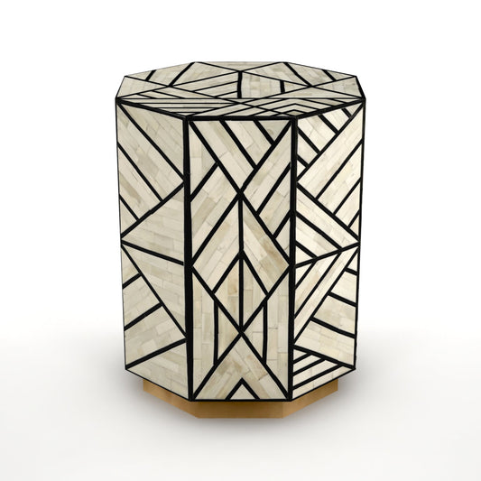 Arian Side Table in Black and White Bone inlay by Arkrn Homes