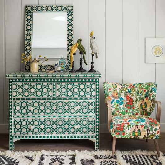 Eden Chest of Drawers - Green Bone Inlay