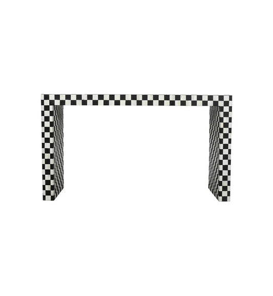 Mae console table in black and white bone inlay