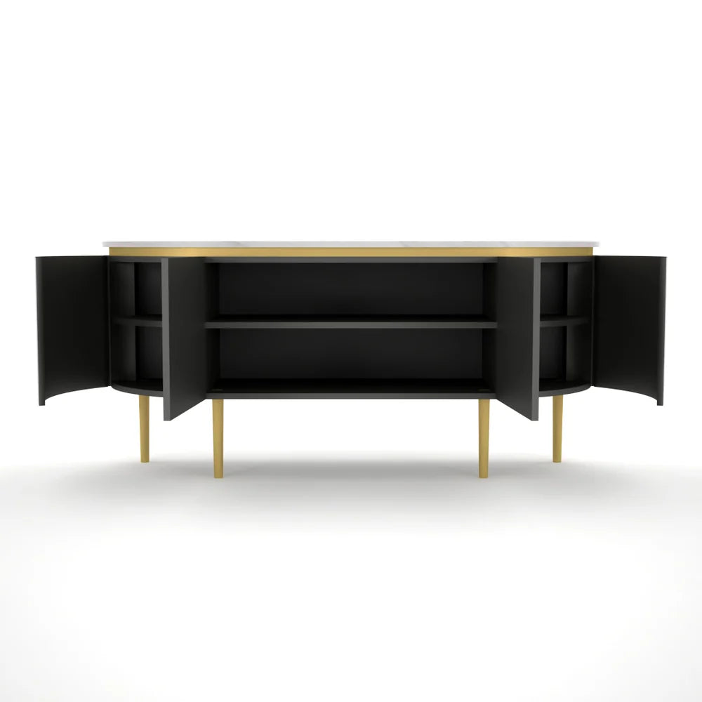 Lume Cabinet - Black & White Bone Inlay
