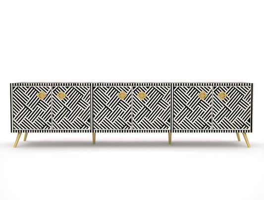 Shore tv unit in black and white bone inlay by Arkrn Homes