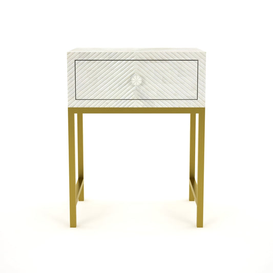 Tiffany side drawer in bone carved by Arkrn Homes