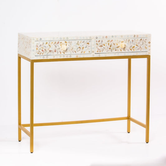 Vero console mini dresser in white mother of pearl by arkrn homes