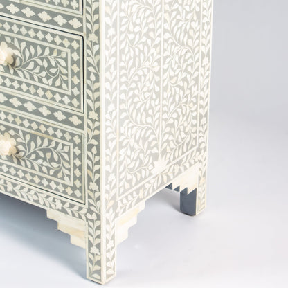 grey chest of drawers in grey and white bone inlay by arkrn homes