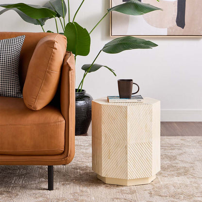 Ado Side Table Bone Carved by Arkrn Homes