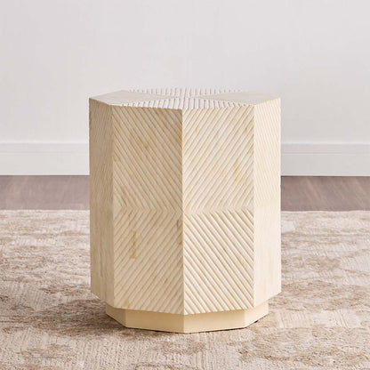 Ado Side Table Bone Carved by Arkrn Homes