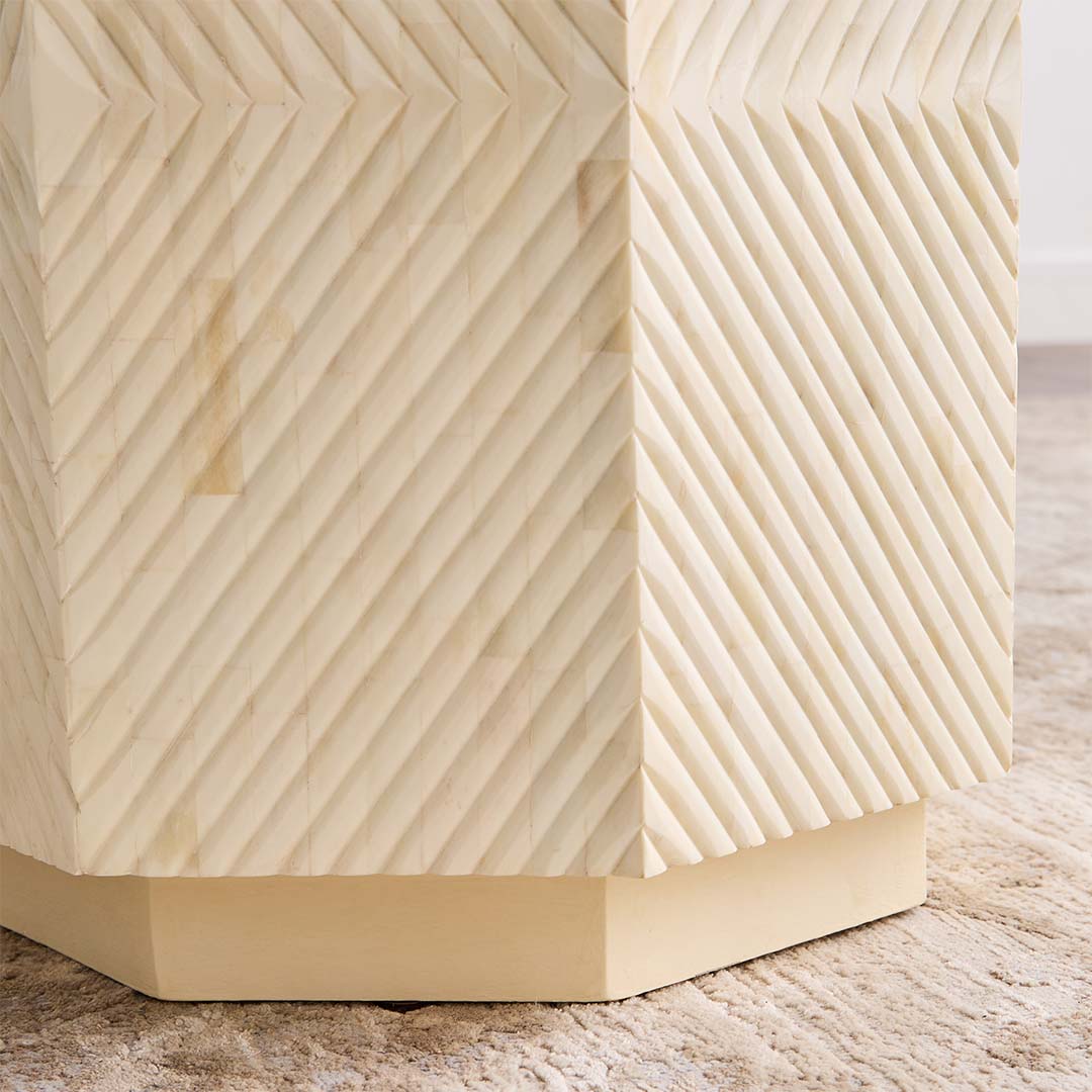 Ado Side Table Bone Carved by Arkrn Homes