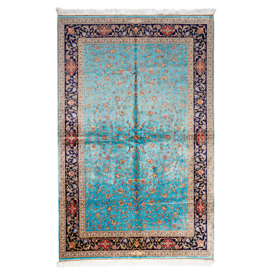 Aquamarine Rytha silk rug fullview

