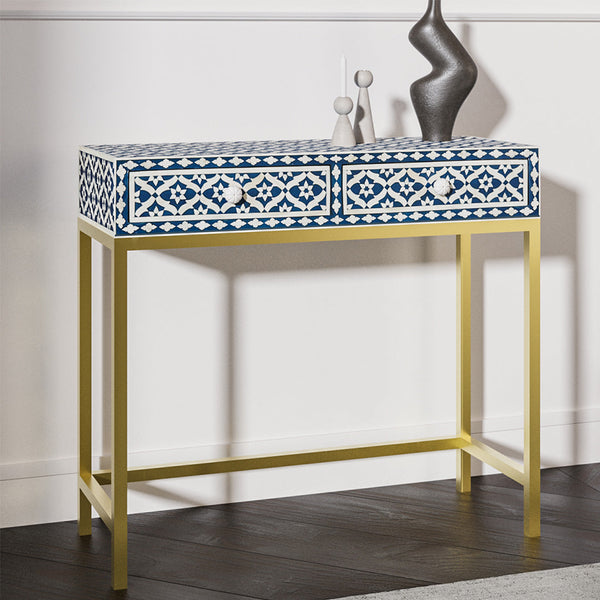 Shop Aura Mini Dresser Navy Bone Inlay