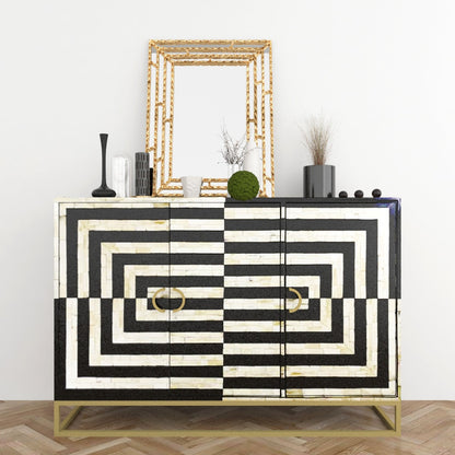 Azura Cabinet in black and white bone inlay by Arkrn Homes