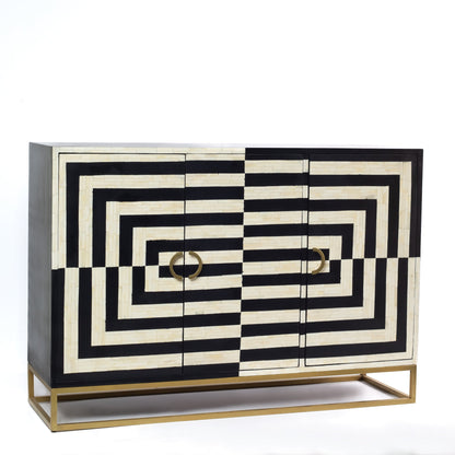 Azura Cabinet - Black & White Bone Inlay - Arkrn Homes