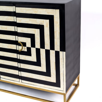 Azura Cabinet in black and white bone inlay by Arkrn Homes
