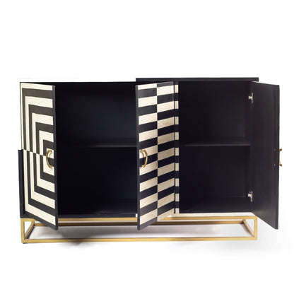 Azura Cabinet in black and white bone inlay by Arkrn Homes