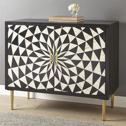 Bastille Cabinet – black and white bone inlay, handcrafted furniture, by Arkrn Homes