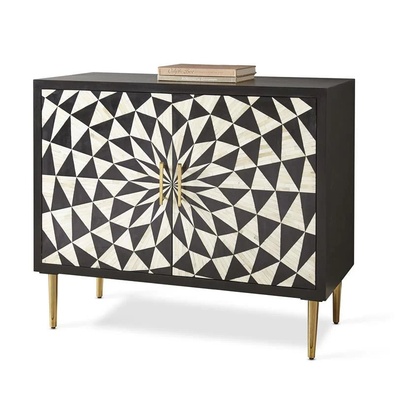 Bastille Cabinet – black and white bone inlay, handcrafted furniture, by Arkrn Homes