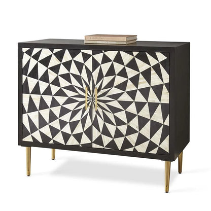 Bastille Cabinet – black and white bone inlay, handcrafted furniture, by Arkrn Homes