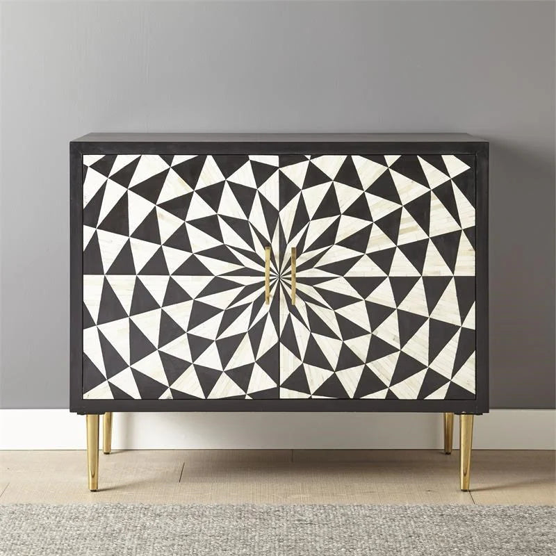 Bastille Cabinet – black and white bone inlay, handcrafted furniture, by Arkrn Homes