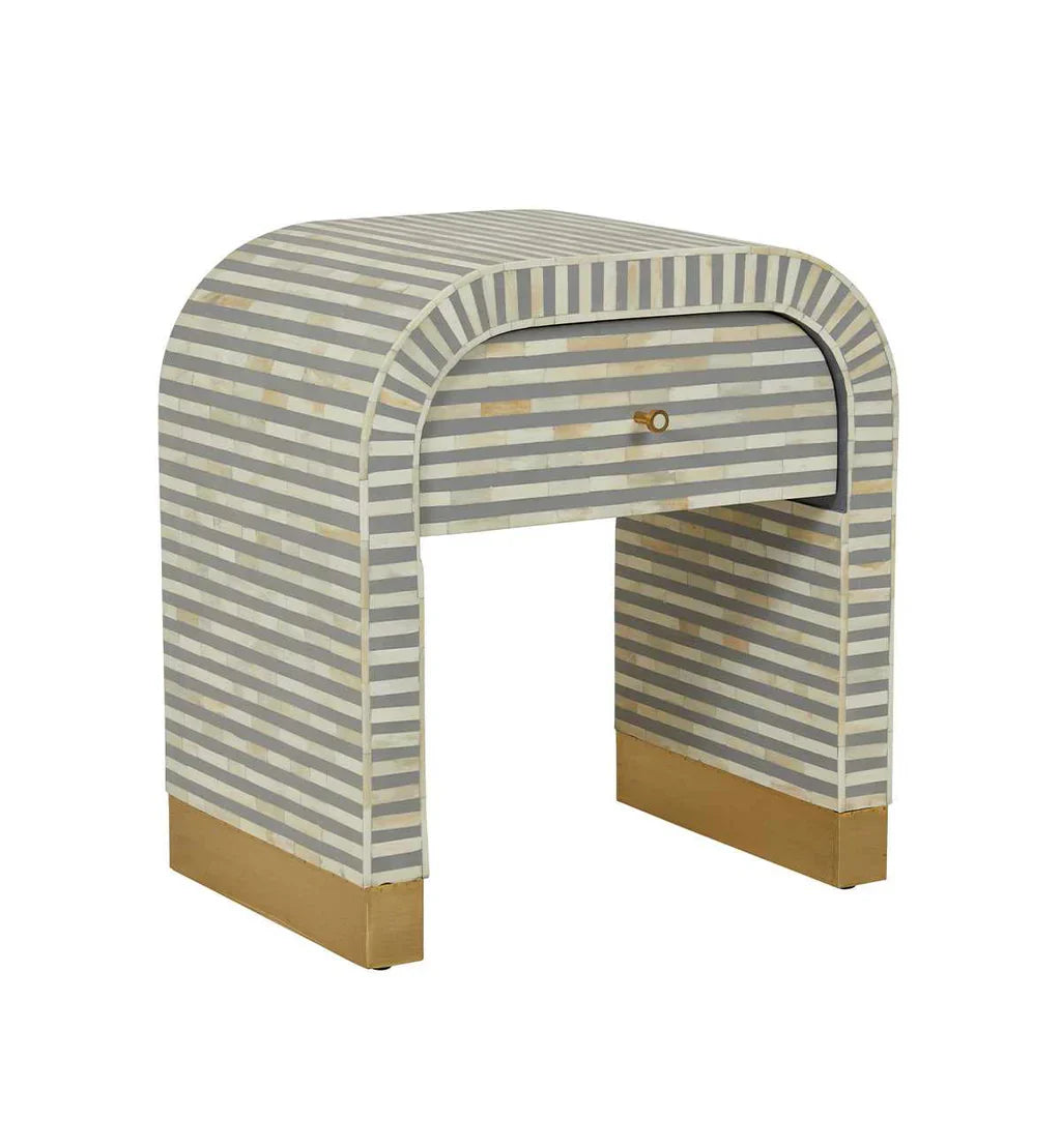 Saphed Bone Inlay Side Drawers - Grey Bone Inlay - Tabeer Homes
