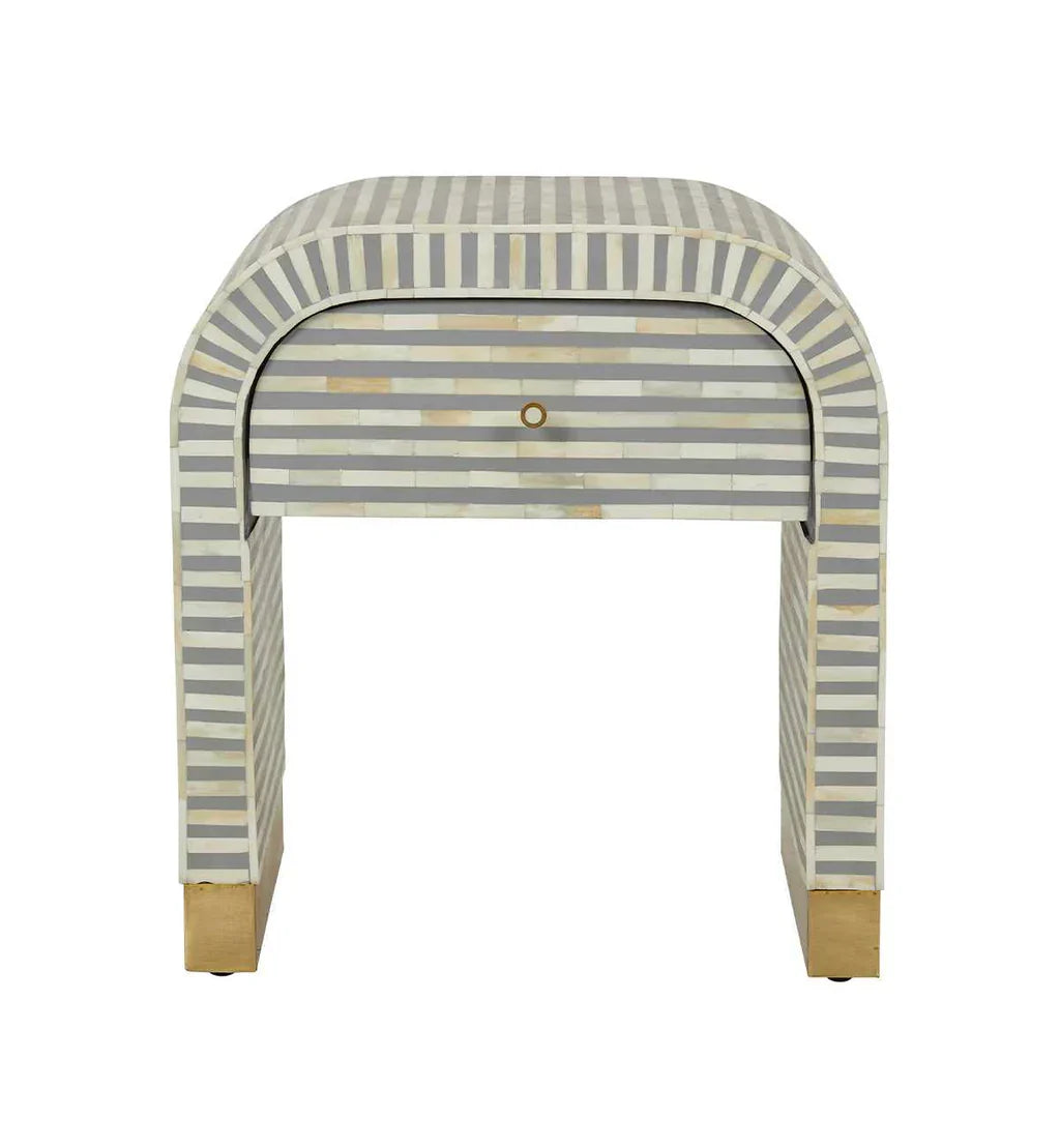 Saphed Bone Inlay Side Drawers - Grey Bone Inlay - Tabeer Homes
