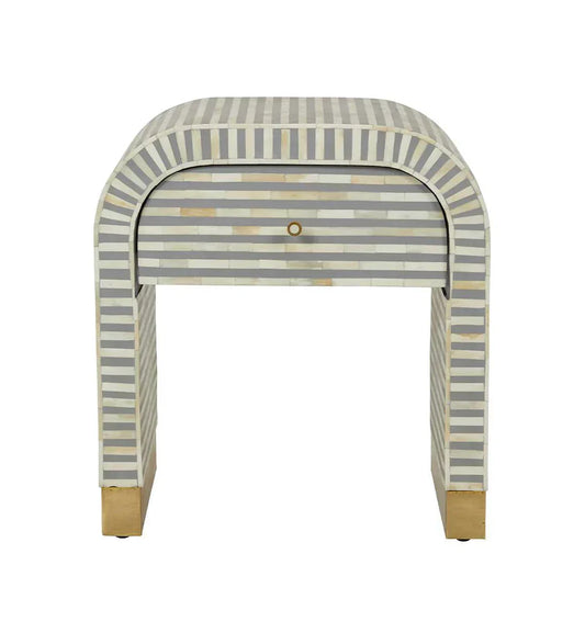 Saphed Bone Inlay Side Drawers - Grey Bone Inlay - Tabeer Homes
