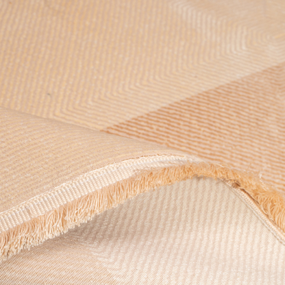 Dexter Cotton Rug in neutral beige with a modern abstract geometric texture and soft tonal border, size 400x300 cms.