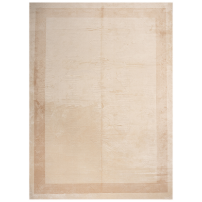 Dexter Cotton Rug in neutral beige with a modern abstract geometric texture and soft tonal border, size 400x300 cms.