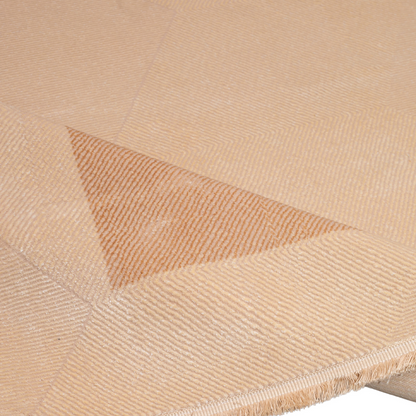 Dexter Cotton Rug in neutral beige with a modern abstract geometric texture and soft tonal border, size 400x300 cms.