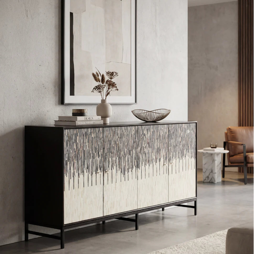 Grover Sideboard – black bone carved sideboard, by Arkrn Homes