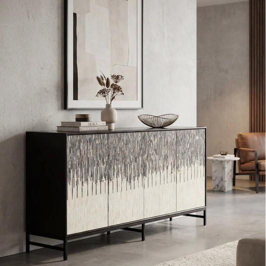 Grover Sideboard – black bone carved sideboard, by Arkrn Homes