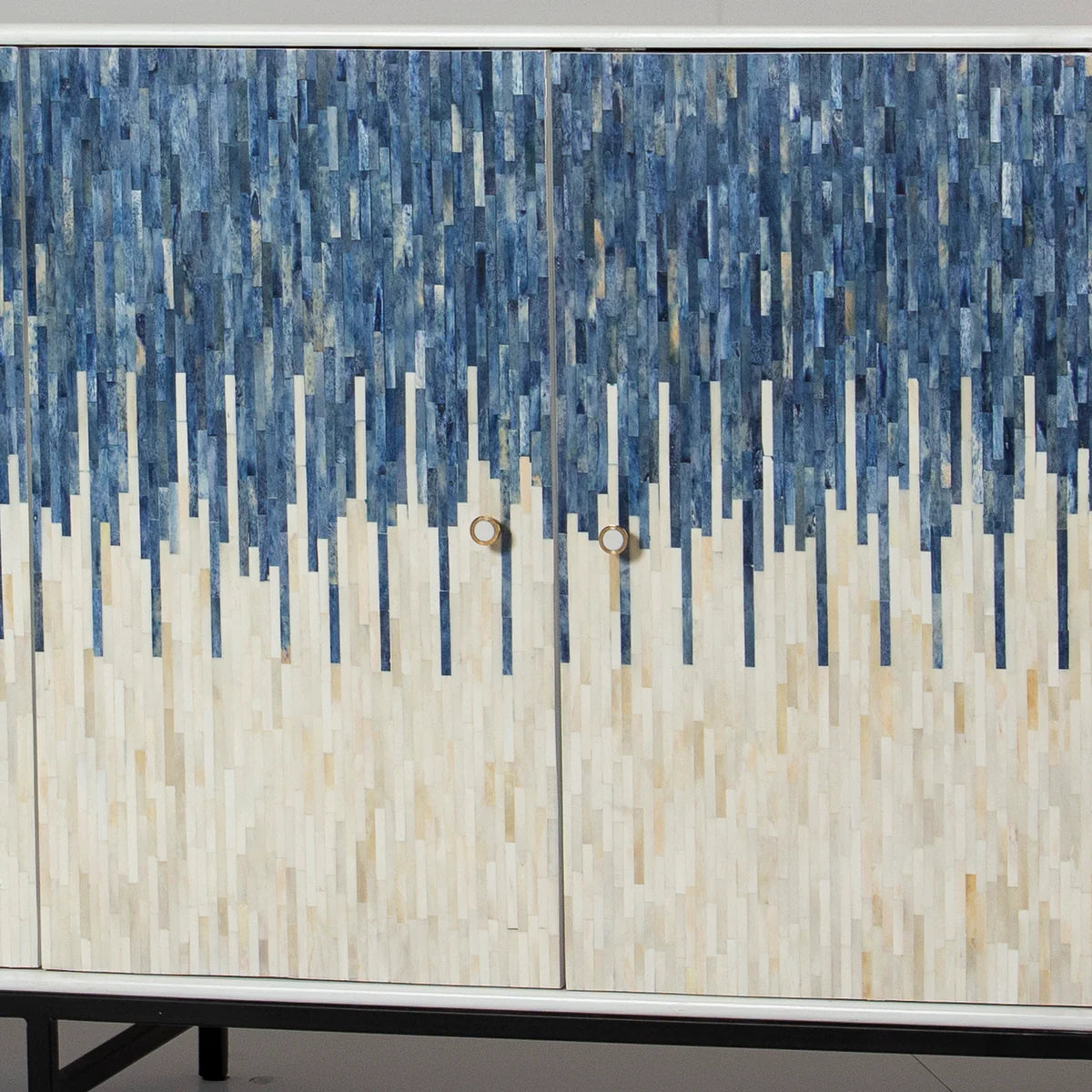 Grover Sideboard – blue bone carved sideboard, handcrafted furniture, by Arkrn Homes