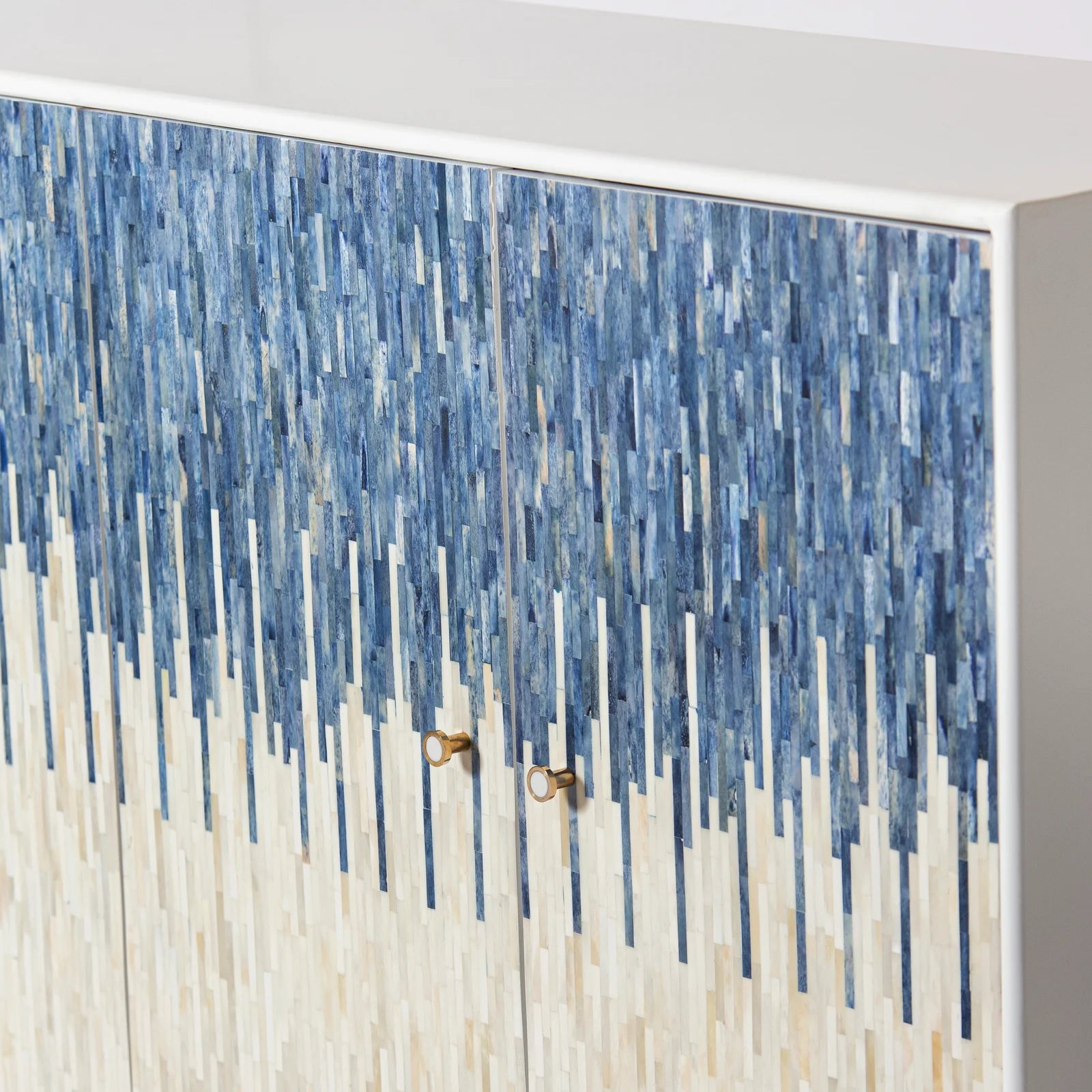 Grover Sideboard – blue bone carved sideboard, handcrafted furniture, by Arkrn Homes