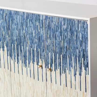 Grover Sideboard – blue bone carved sideboard, handcrafted furniture, by Arkrn Homes