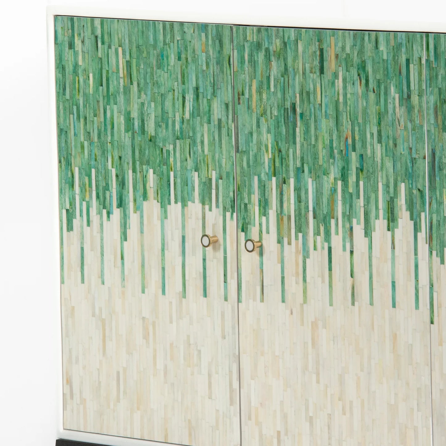 Grover Sideboard – green bone carved sideboard, handcrafted furniture, by Arkrn Homes