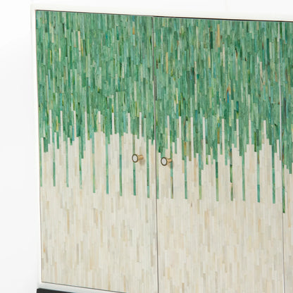 Grover Sideboard – green bone carved sideboard, handcrafted furniture, by Arkrn Homes