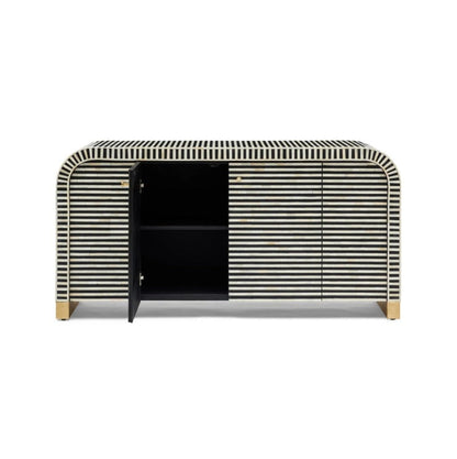 Leen Black bone inlay cabinet with open door