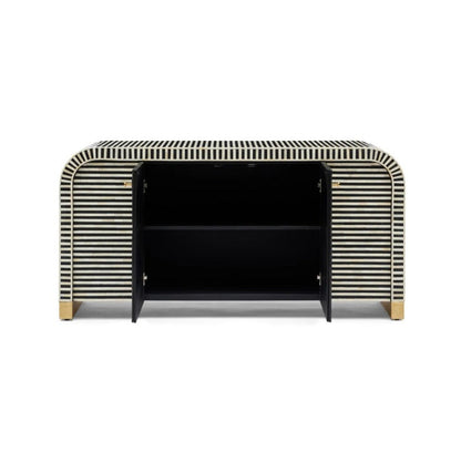 Leen Black bone inlay cabinet with open doors