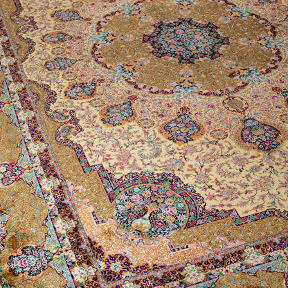 Luxurious Shell silk rug flatlay angle