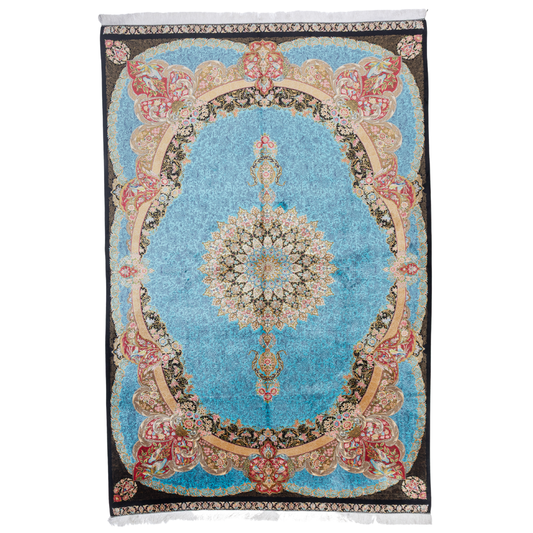 Luxury Folly blue silk rug full
