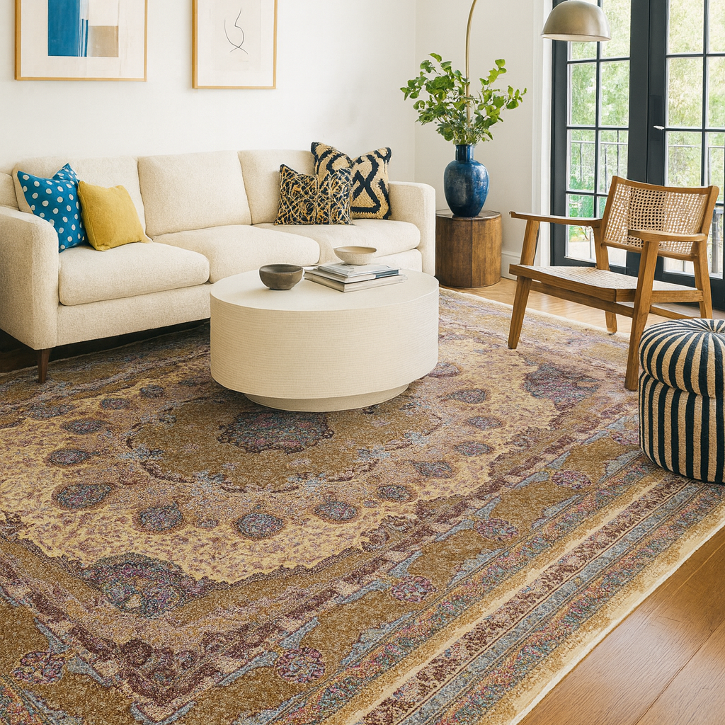 Luxury handwoven rug in neutral tones