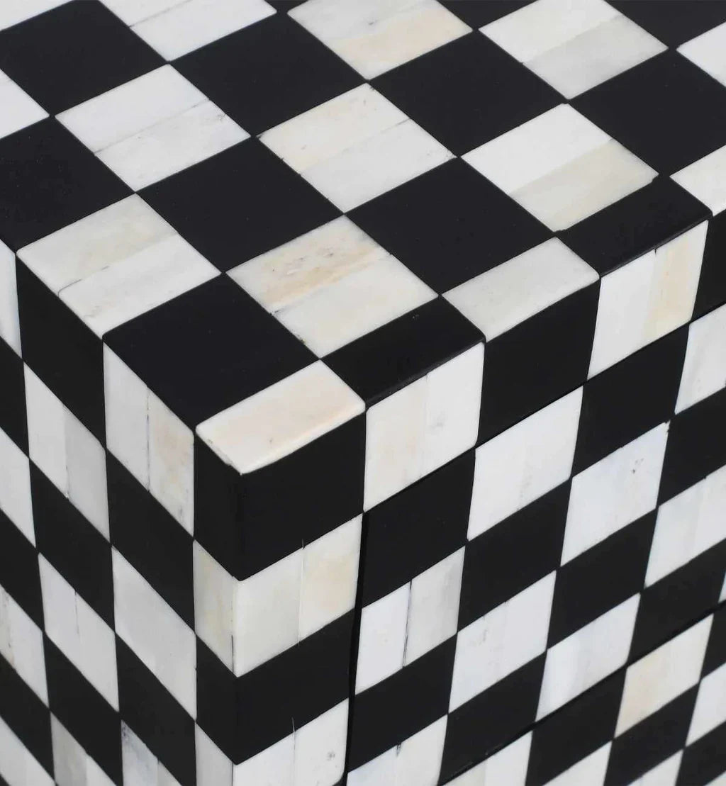 Mae Side Drawer Black and White Bone Inlay by Arkrn Homes