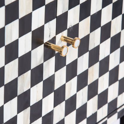 Mae checkered black and white bone inlay Cabinet by Arkrn homes