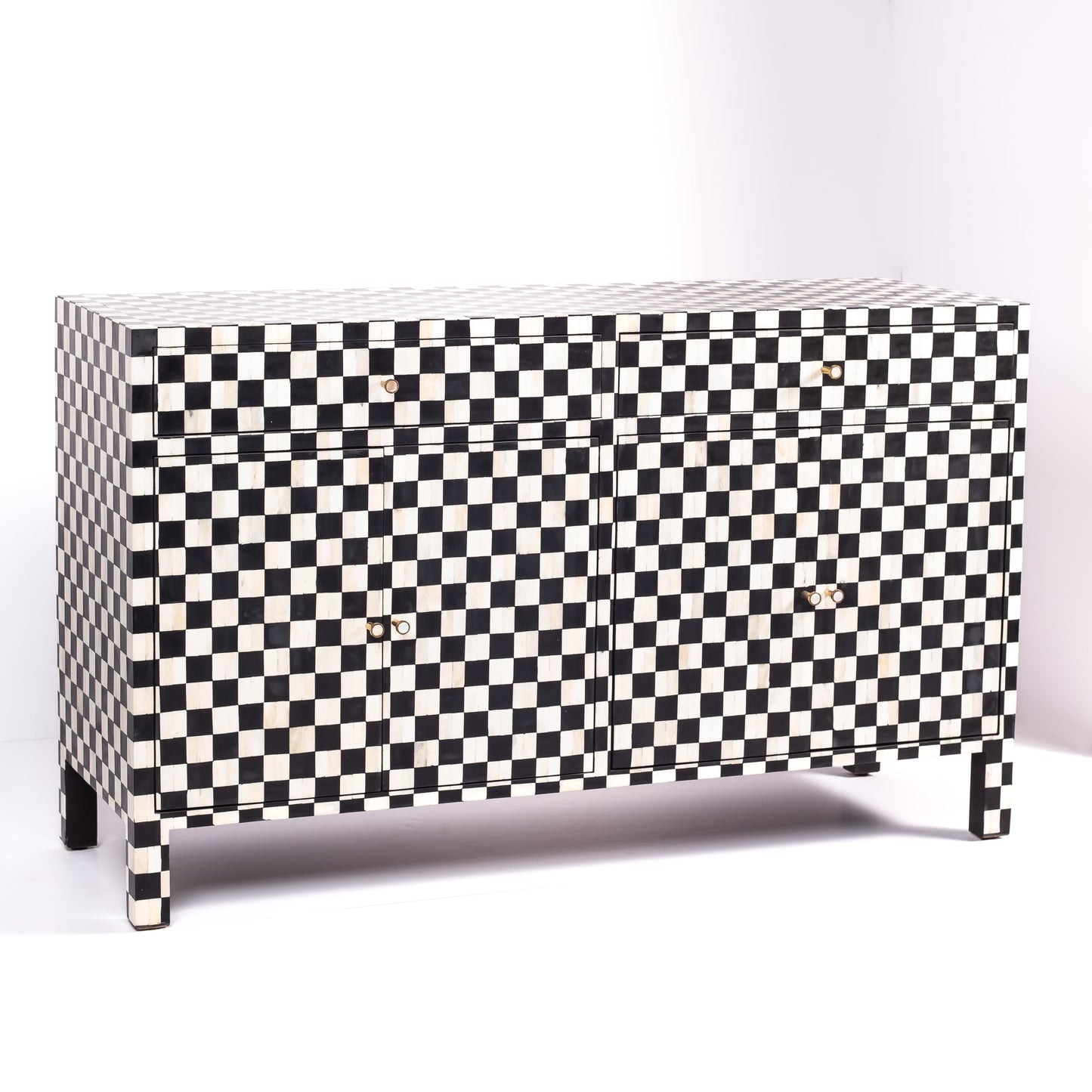Mae checkered black and white bone inlay Cabinet by Arkrn homes