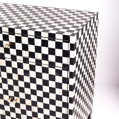 Mae checkered black and white bone inlay Cabinet by Arkrn homes