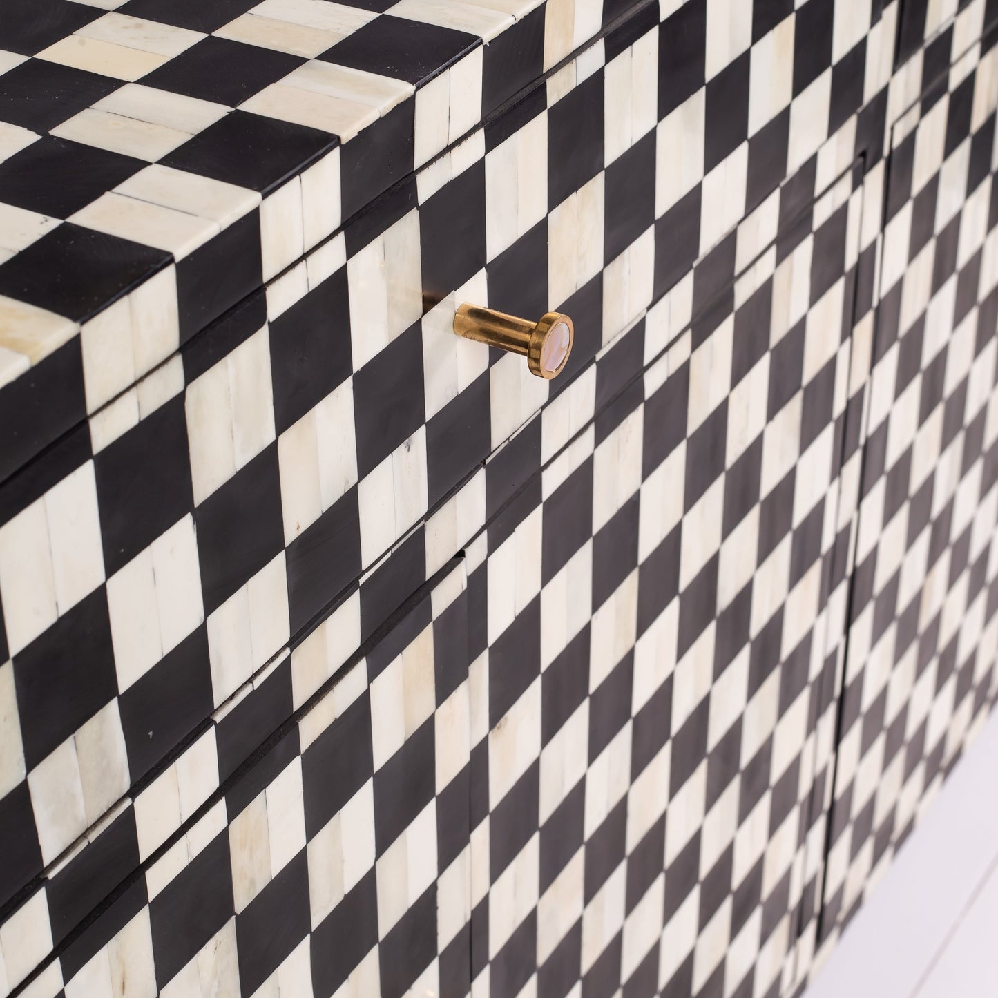 Mae checkered black and white bone inlay Cabinet by Arkrn homes