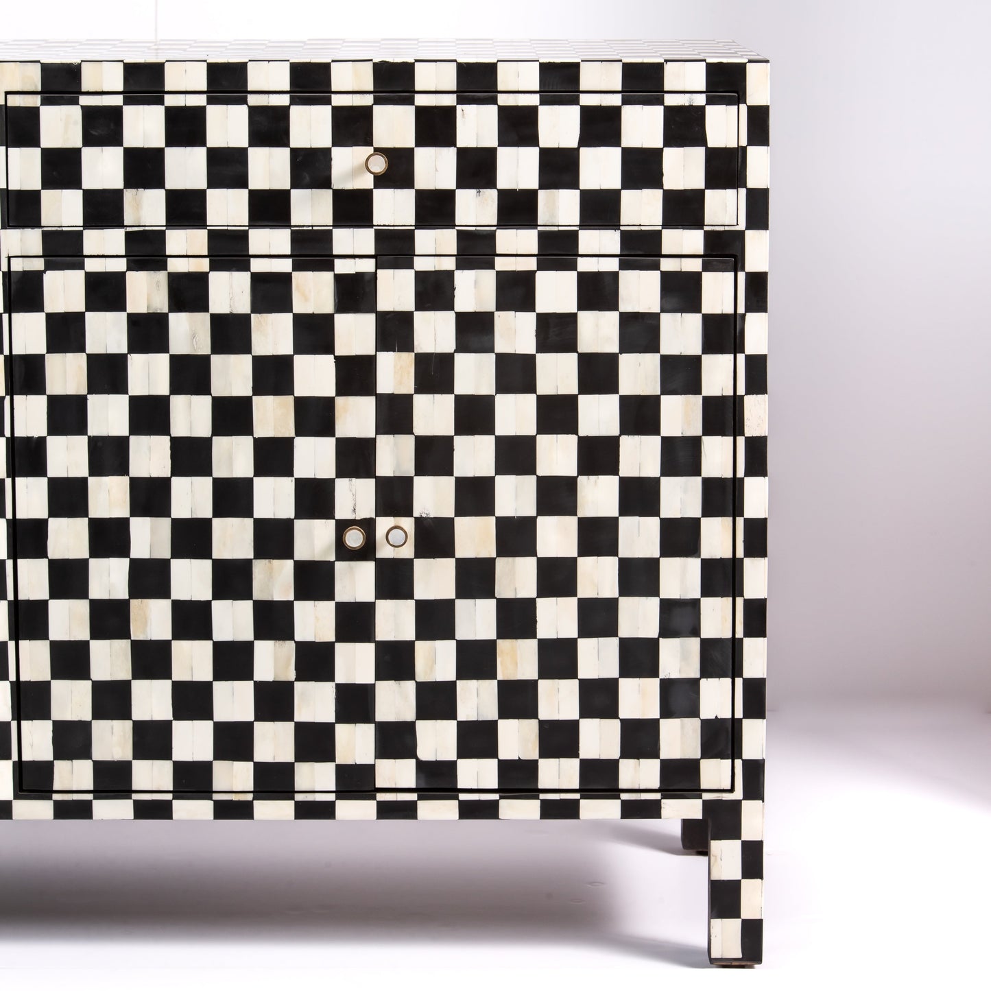 Mae checkered black and white bone inlay Cabinet by Arkrn homes