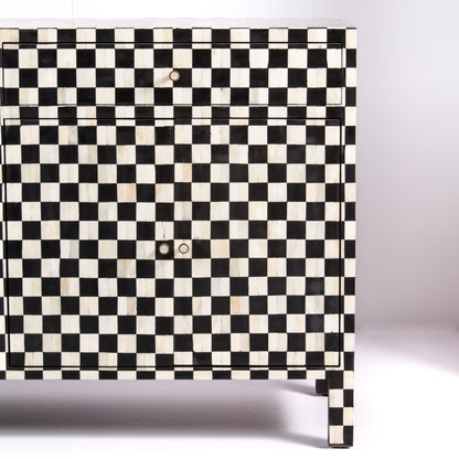 Mae checkered black and white bone inlay Cabinet by Arkrn homes