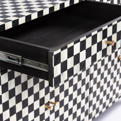 Mae checkered black and white bone inlay Cabinet by Arkrn homes