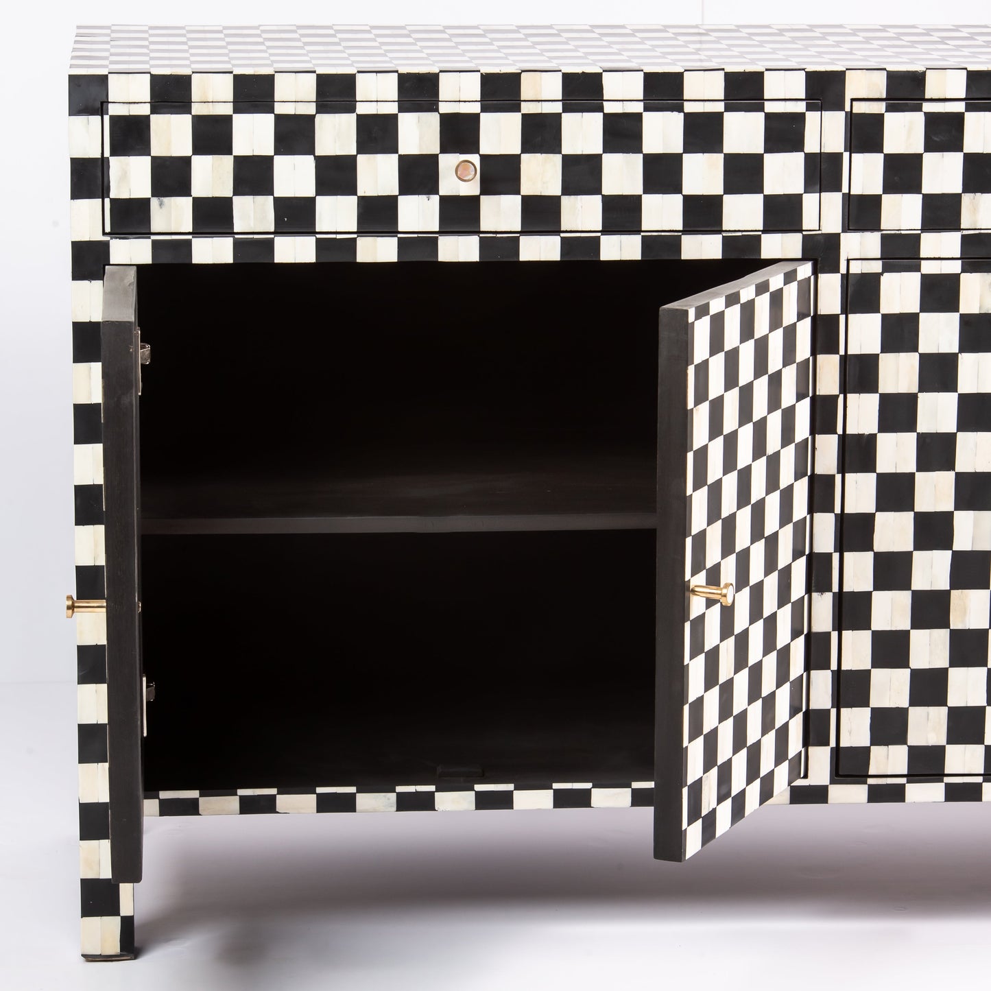 Mae checkered black and white bone inlay Cabinet by Arkrn homes