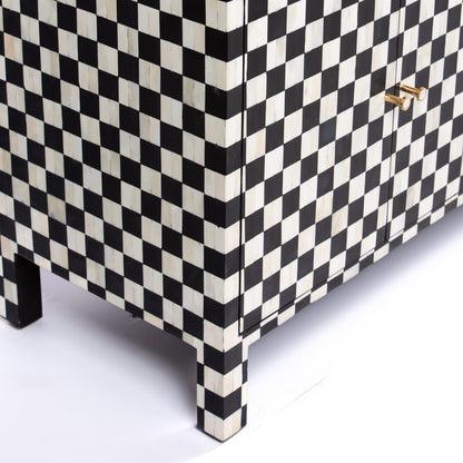 Mae checkered black and white bone inlay Cabinet by Arkrn homes
